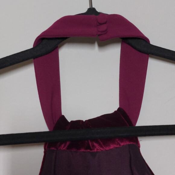 Black Halo Eve Dress Burgundy Halter Sleeveless Bow Velvet USA Gown 12 - Picture 9 of 14
